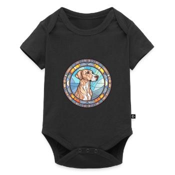 Mountain Cur Dog Breed Stained Glass Colorful Wate - Baby Premium short-sleeve bodysuit - black - Front
