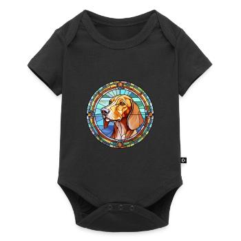 Polnischer Jagdhund Hunderasse Buntglasfarbe - Baby Premium Kurzarmbody - Schwarz - Vorne