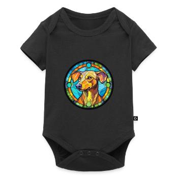 Ratonero Murciano chien race vitrail coloré - Body à manches courtes Premium Bébé - noir - Devant