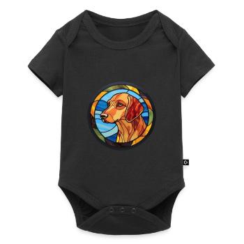 New Zealand Huntaway Dog Breed Stained Glass Color - Baby Premium short-sleeve bodysuit - black - Front