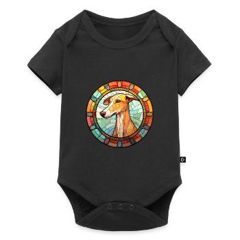 Vieux lévrier croate race chien vitrail Co - Body à manches courtes Premium Bébé - noir - Devant