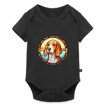 Poitevin Hound Dog Breed Stained Glass Colorful Wa - Baby Premium short-sleeve bodysuit - black - Front