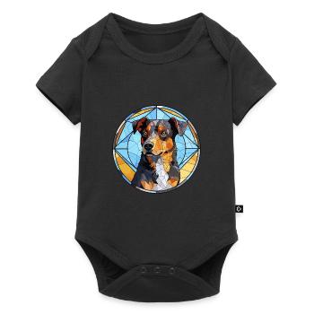 Portugiesische Rinderhundrasse Buntglas Bunt - Baby Premium Kurzarmbody - Schwarz - Vorne
