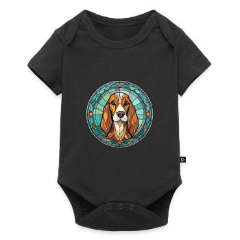 Arlequin russe chien chien race vitrail Co - Body à manches courtes Premium Bébé - noir - Devant