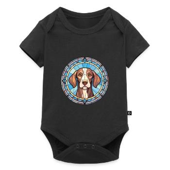 Chien d’arrêt portugais race vitrail Colorfu - Body à manches courtes Premium Bébé - noir - Devant