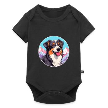 Aidi race de chien dessin animé Kawaii aquarelle - Body à manches courtes Premium Bébé - noir - Devant