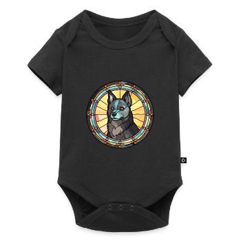 Schipperke chien race vitrail coloré waterc - Body à manches courtes Premium Bébé - noir - Devant