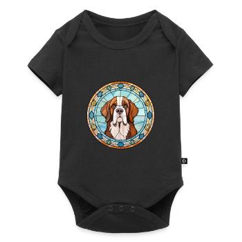 St Bernard chien race vitrail coloré waterc - Body à manches courtes Premium Bébé - noir - Devant