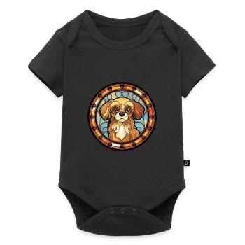 Épagneul tibétain chien race vitrail coloré W - Body à manches courtes Premium Bébé - noir - Devant