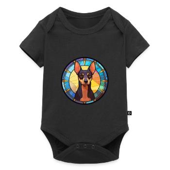 Jouet Manchester Terrier chien race vitrail Col - Body à manches courtes Premium Bébé - noir - Devant