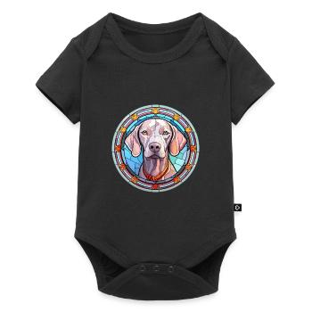 Braque de Weimar chien race vitrail coloré waterc - Body à manches courtes Premium Bébé - noir - Devant