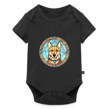 Westsibirische Laika-Hunderasse Buntglasfarbe - Baby Premium Kurzarmbody - Schwarz - Vorne