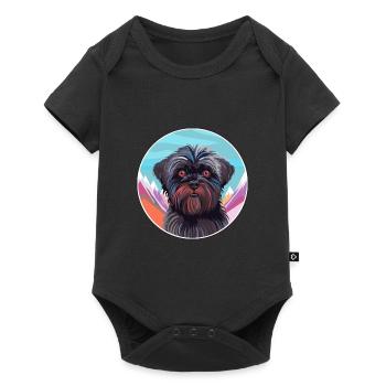 Affenpinscher Dog Breed Cartoon Kawaii Watercolor - Baby Premium short-sleeve bodysuit - black - Front