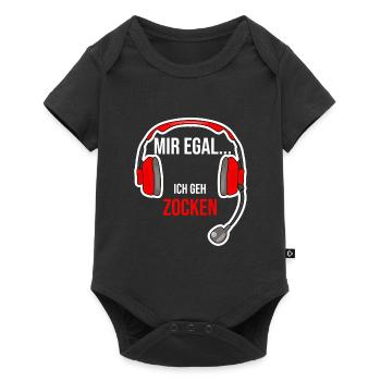 Gaming Zocken Gamer Zocker Spruch Headset - Baby Premium Kurzarmbody - Schwarz - Vorne