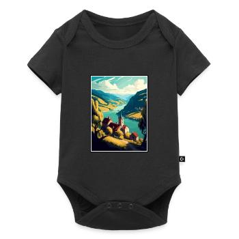 Vallée de la Wachau Autriche Vintage voyage affiche WPA - Body à manches courtes Premium Bébé - noir - Devant