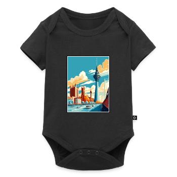 Dusseldorf Germany Vintage Travel Poster Souvenir - Baby Premium short-sleeve bodysuit - black - Front