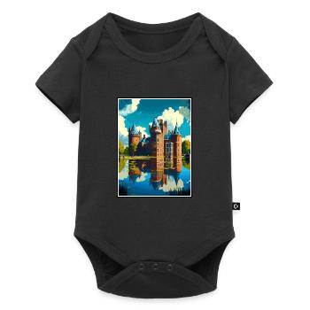 Château de Haar Pays-Bas Affiche de voyage Vintage - Body à manches courtes Premium Bébé - noir - Devant