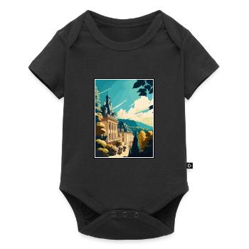 Baden Baden Allemagne Vintage voyage affiche Souvenir - Body à manches courtes Premium Bébé - noir - Devant