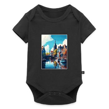 Sneek Pays-Bas Vintage voyage affiche Souvenir - Body à manches courtes Premium Bébé - noir - Devant