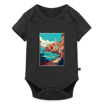 Gênes Italie Vintage voyage affiche WPA Souvenir - Body à manches courtes Premium Bébé - noir - Devant