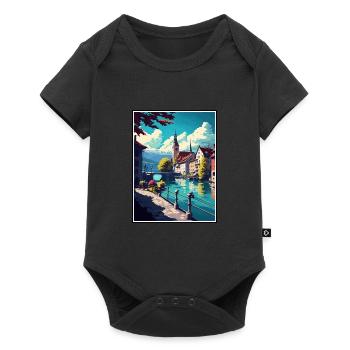 Thun Schweiz Vintage Reiseposter Souvenir - Baby Premium Kurzarmbody - Schwarz - Vorne