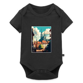 Erfurt Germany Vintage Travel Poster WPA Souvenir - Baby Premium short-sleeve bodysuit - black - Front