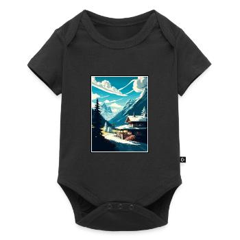 Klosters Serneus Suisse Affiche de voyage Vintage - Body à manches courtes Premium Bébé - noir - Devant