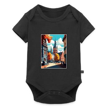 Darmstadt Germany Vintage Travel Poster Souvenir - Baby Premium short-sleeve bodysuit - black - Front