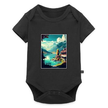 Brienz Schweiz Vintage Reiseposter Souvenir - Baby Premium Kurzarmbody - Schwarz - Vorne