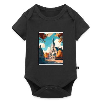 Gouda Netherlands Vintage Travel Poster Souvenir - Baby Premium short-sleeve bodysuit - black - Front