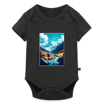 Saas Fee Suisse Vintage voyage affiche WPA Art - Body à manches courtes Premium Bébé - noir - Devant