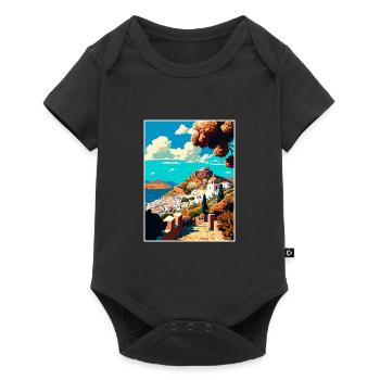 Patmos Grèce Décoration Grec Voyage Affiche - Body à manches courtes Premium Bébé - noir - Devant