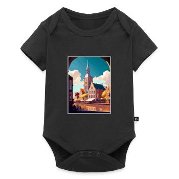 Haarlem Netherlands Vintage Travel Poster Souvenir - Baby Premium short-sleeve bodysuit - black - Front