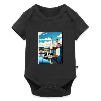Passau Germany Vintage Travel Poster WPA Souvenir - Baby Premium short-sleeve bodysuit - black - Front