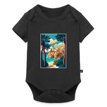 Mallorca Spanien Vintage Reiseposter WPA Souvenir - Baby Premium Kurzarmbody - Schwarz - Vorne