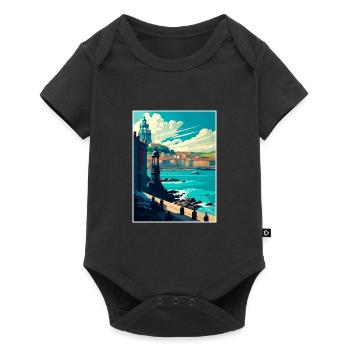 La Corogne Espagne Vintage voyage affiche WPA Souvenir - Body à manches courtes Premium Bébé - noir - Devant