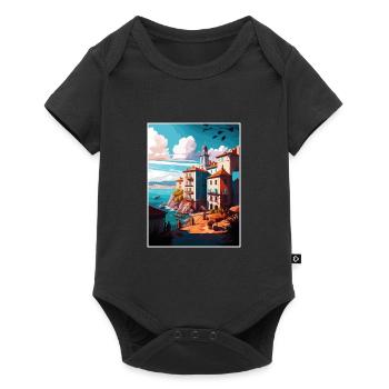 Santander Spanien Vintage Reiseposter WPA Souvenir - Baby Premium Kurzarmbody - Schwarz - Vorne