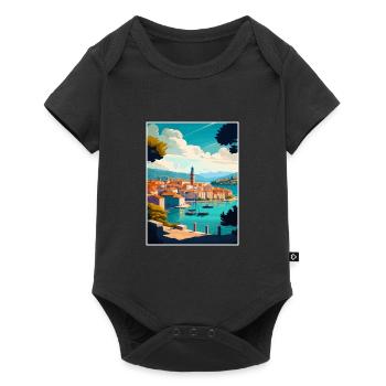 Korcula Croatie île Vintage voyage affiche WPA - Body à manches courtes Premium Bébé - noir - Devant