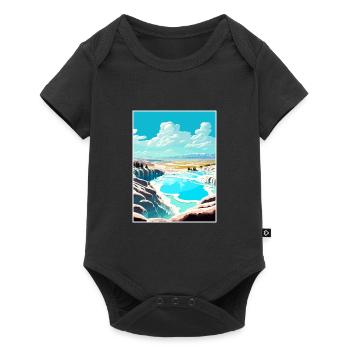 Pamukkale Decoration Vintage Travel Poster WPA Art - Baby Premium short-sleeve bodysuit - black - Front