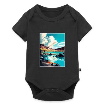 Blaue Lagune Island Vintage Reiseposter Souvenir - Baby Premium Kurzarmbody - Schwarz - Vorne
