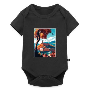 Heidelbergscape Allemagne européenne affiche de voyage - Body à manches courtes Premium Bébé - noir - Devant