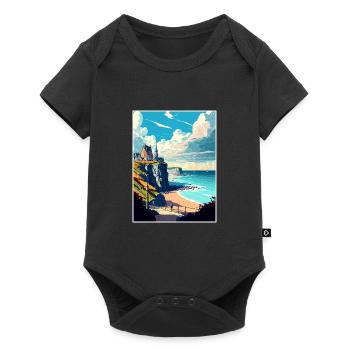 Normandie France Vintage voyage affiche WPA Souvenir - Body à manches courtes Premium Bébé - noir - Devant