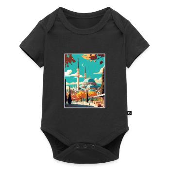 Konya Decoration Turkey Vintage Travel Poster WPA - Baby Premium short-sleeve bodysuit - black - Front