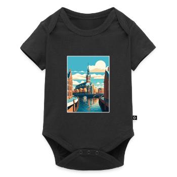 Hambourg Allemagne Vintage voyage affiche WPA Souvenir - Body à manches courtes Premium Bébé - noir - Devant