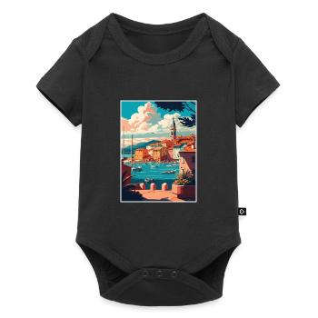 St Tropez Seascape France Vintage Travel Poster - Baby Premium short-sleeve bodysuit - black - Front