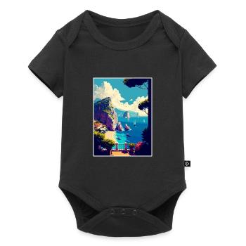 Capri Italien Dekoration Vintage Reiseposter WPA - Baby Premium Kurzarmbody - Schwarz - Vorne