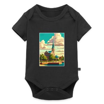 Karlskrona suédois Vintage voyage affiche Souvenir - Body à manches courtes Premium Bébé - noir - Devant