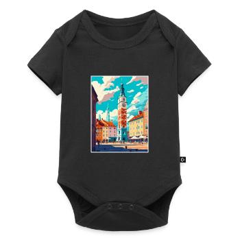 Poznan European Poland Vintage Travel Poster WPA - Baby Premium short-sleeve bodysuit - black - Front