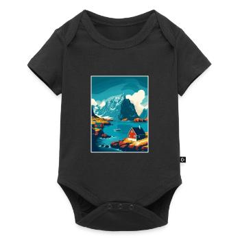 Lofoten Norwegisches Vintage-Reiseposter - Baby Premium Kurzarmbody - Schwarz - Vorne