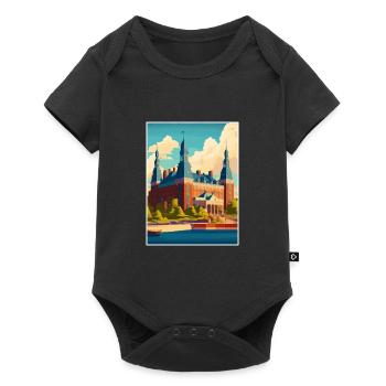 Helsingborg Sweden Vintage Travel Poster Souvenir - Baby Premium short-sleeve bodysuit - black - Front